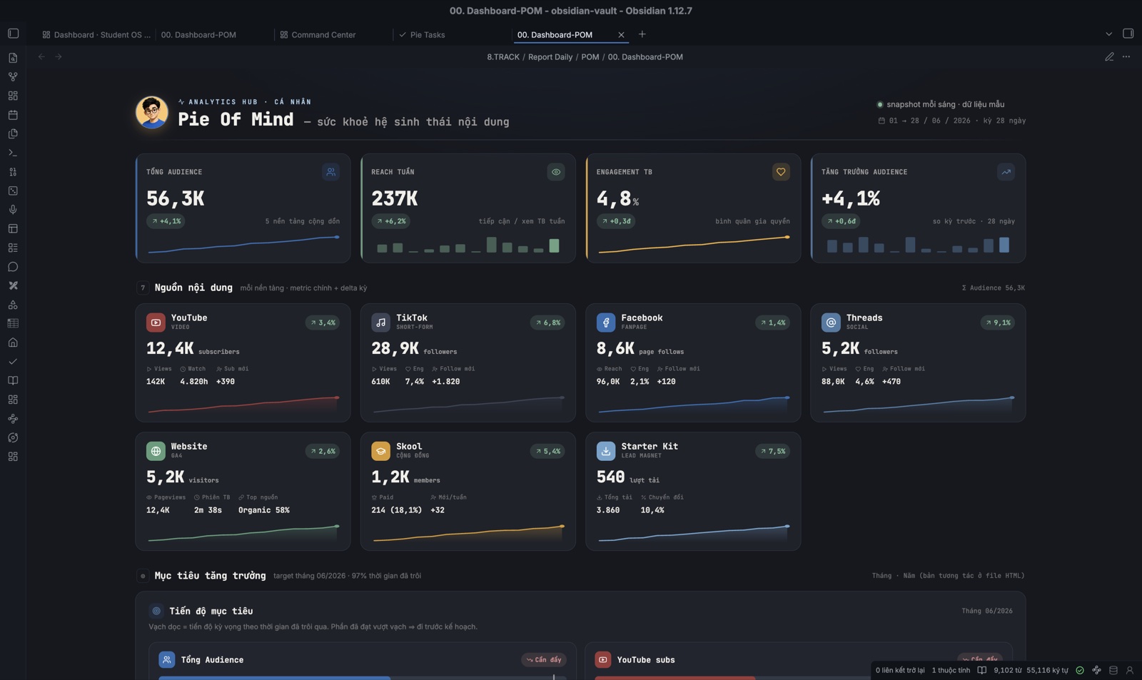 Analytics Hub — sức khoẻ hệ sinh thái nội dung đa kênh