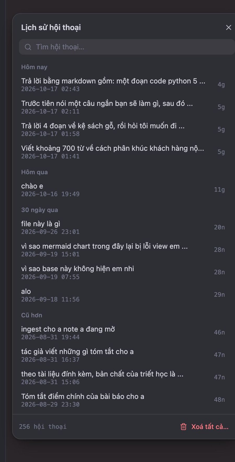 Lịch sử hội thoại