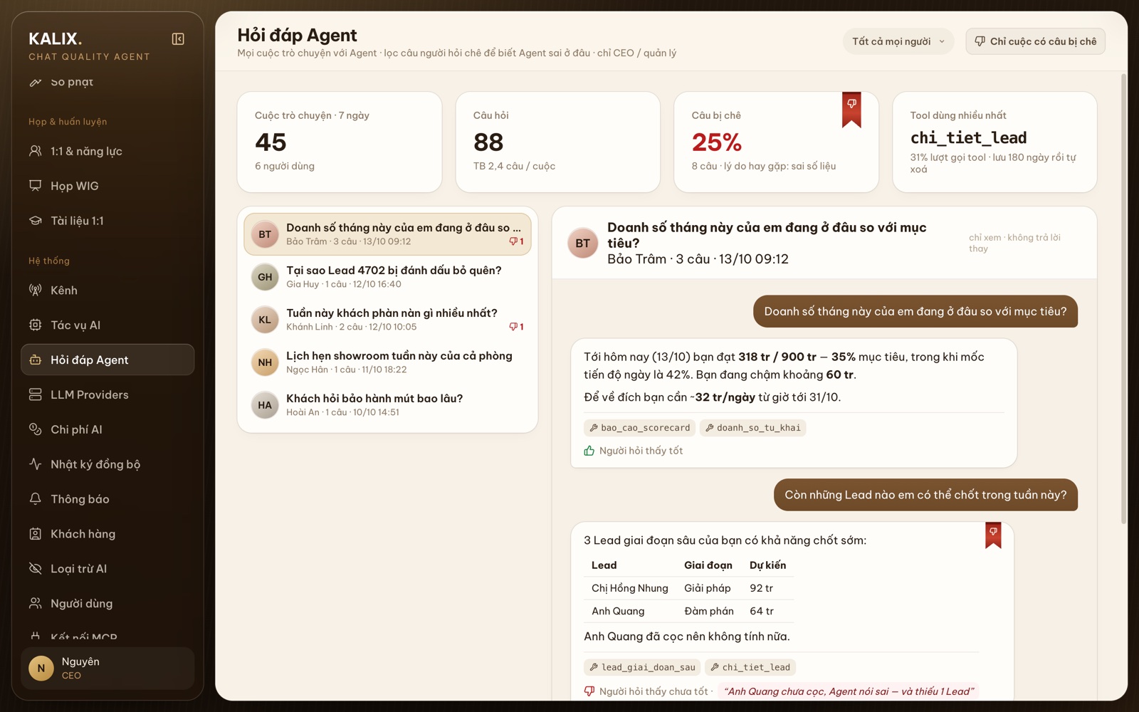 Hỏi đáp Agent trên dữ liệu sale