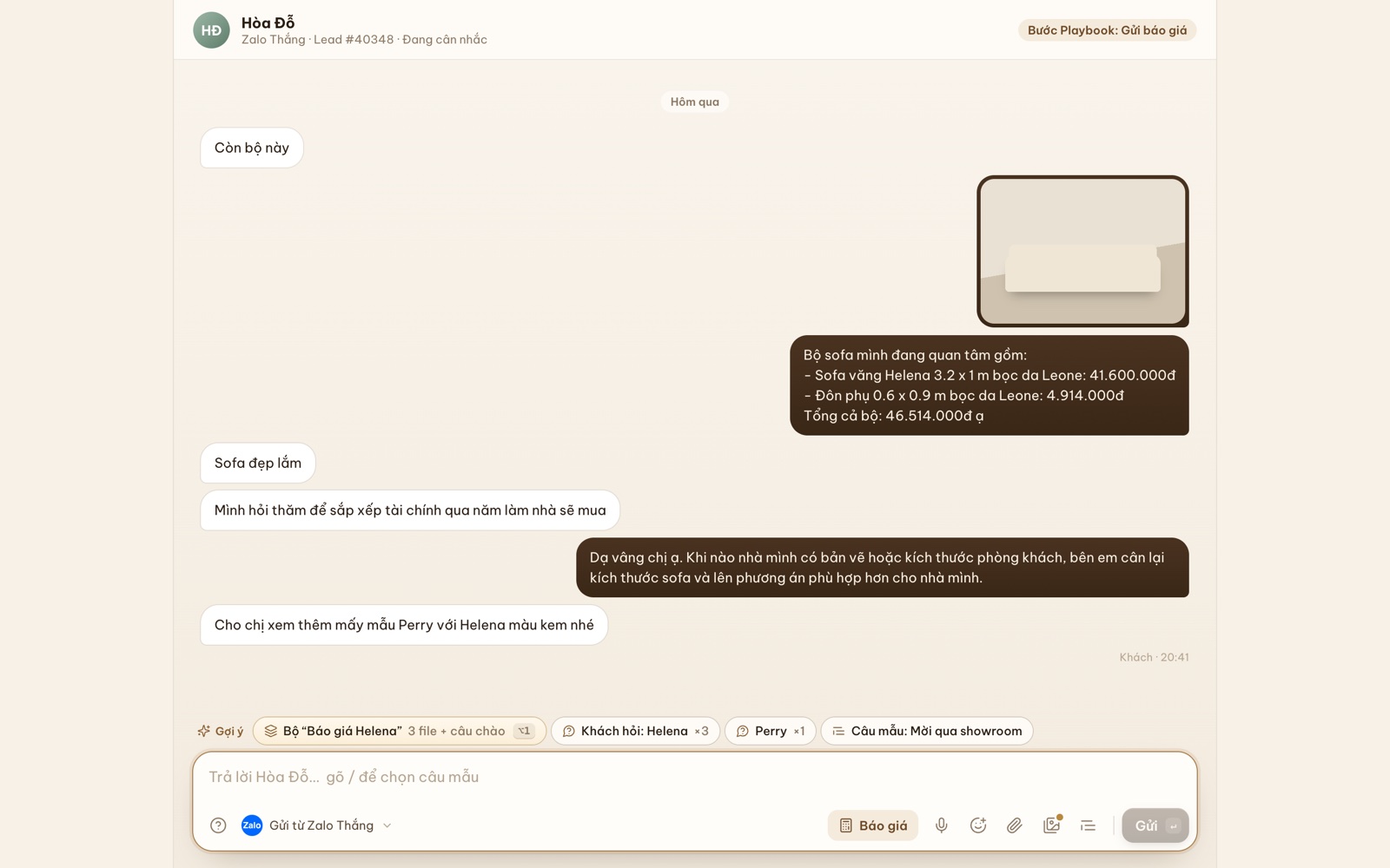Soạn tin follow up ngay trong hội thoại Zalo